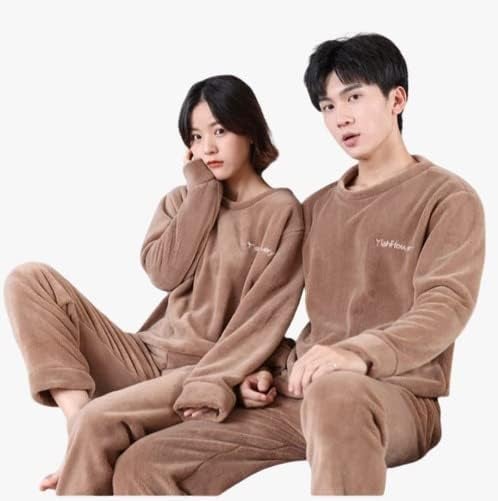 Ukal Women's & Men's Wool Blend Fleece Velvet Full Length Winter Nightwear Pajama Set Free Size (26 Till 34) Set f 2 (Brown) - Image 2