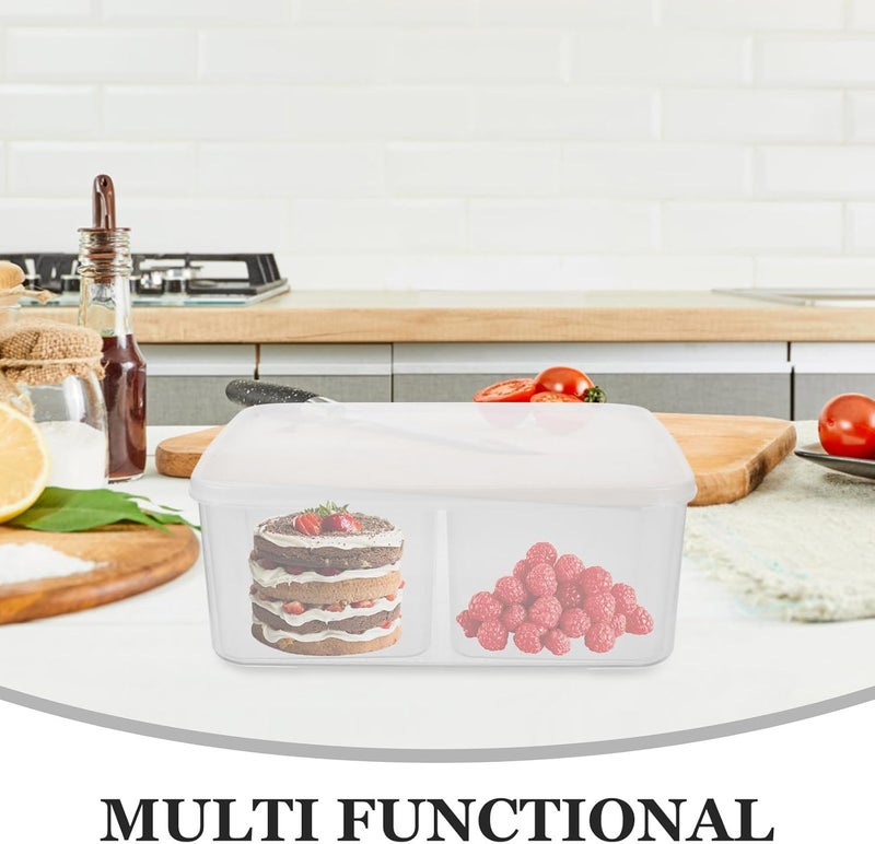 PRETYZOOM Refrigerator Storage Box with 4 Compartments, Sealing Food Preservation Container, Multi-use Kitchen Fridge Organizer for Vegetables and Fresh Food - Image 3