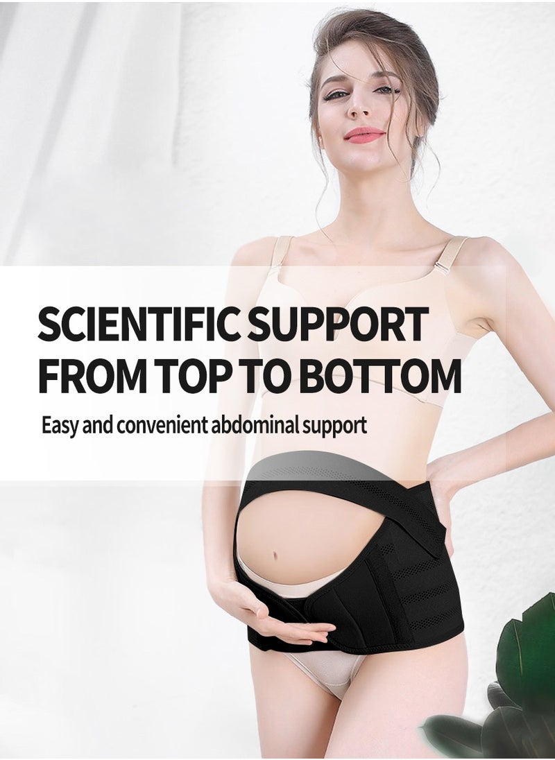Beirui Maternity Belt 3 in 1 Maternity Support Maternity Belt Waistband / Back / Tummy Belt / Postpartum Recovery Belt Black Adjustable Size XXL  - Image 2