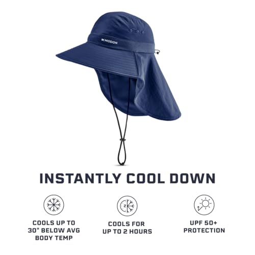 Mission Cooling Sun Defender Sun Hat UPF 50 UV Protection for Men Women Wide Brim Outdoor Hat for Hiking Fishing Beach Gardening Navy - Image 3