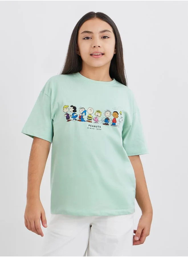 ستايلي Styli Snoopy and Friends Graphic Print Oversized T-Shirt