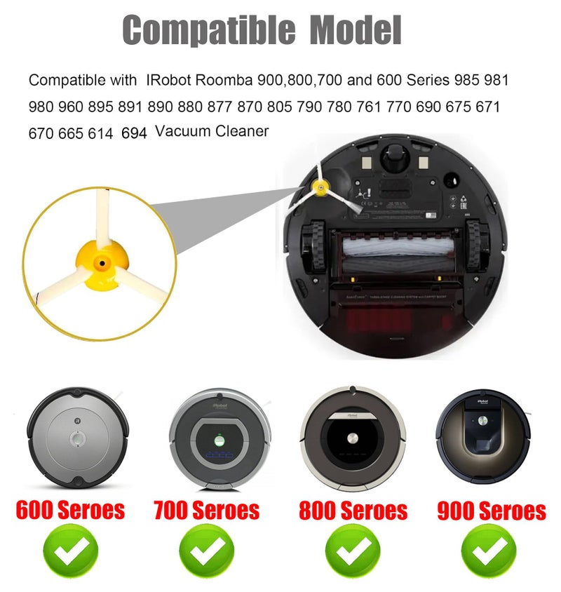 Detetap Side Brush Replacement for IRobot Roomba 900,800,700 and 600 Series 960 980 985 860 870 877 880 890 891 895 805 761 770 780 790 614 650 665 671 675 690 694 Models 6-Pack - Image 2