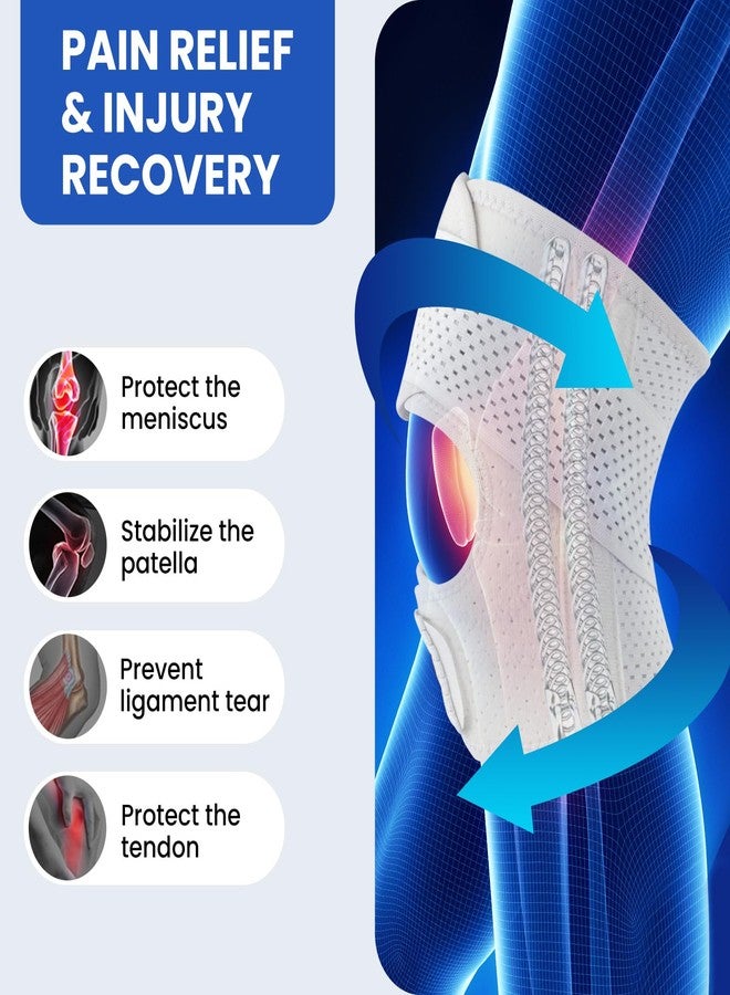Galvaran Knee Brace for Women & Men with Side Stabilizers Upgraded for Meniscus Tear, ACL, MCL Arthritis Knee Pain Relief, Adjustable Breathable Injury Recovery Knee Support - Image 2