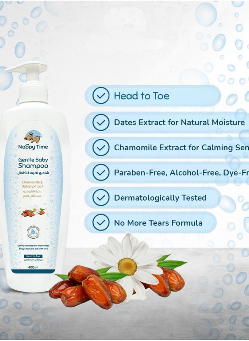 Nappy time - Nappy Time Gentle Baby Shampoo: Date Extract Infused, Tear-Free Formula, Head to Toe - 400ml - Image 1