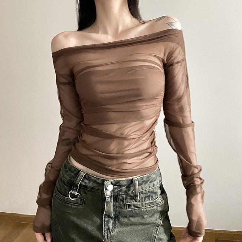 2024 Style Autumn New Women'S Solid Color Slim-Fit Street Fashion One-Collar Backless Long-Sleeved T-Shirt - Image 5