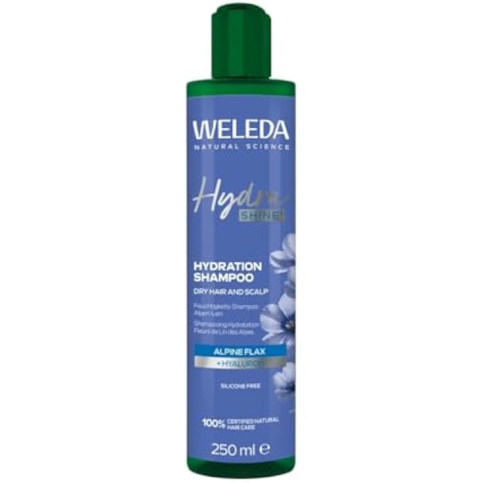Weleda BIO HYDRA SHINE MOISTURE SHAMPOO WITH HYALURONIC ACID & FLORAL FRUITY FRAGRANCE FOR SHINY HAIR - NATURAL COSMETICS HAIR CARE SHAMPOO WITHOUT SILICONE FOR NORMAL/DRY HAIR (VEGAN, 250 ML) - Image 1