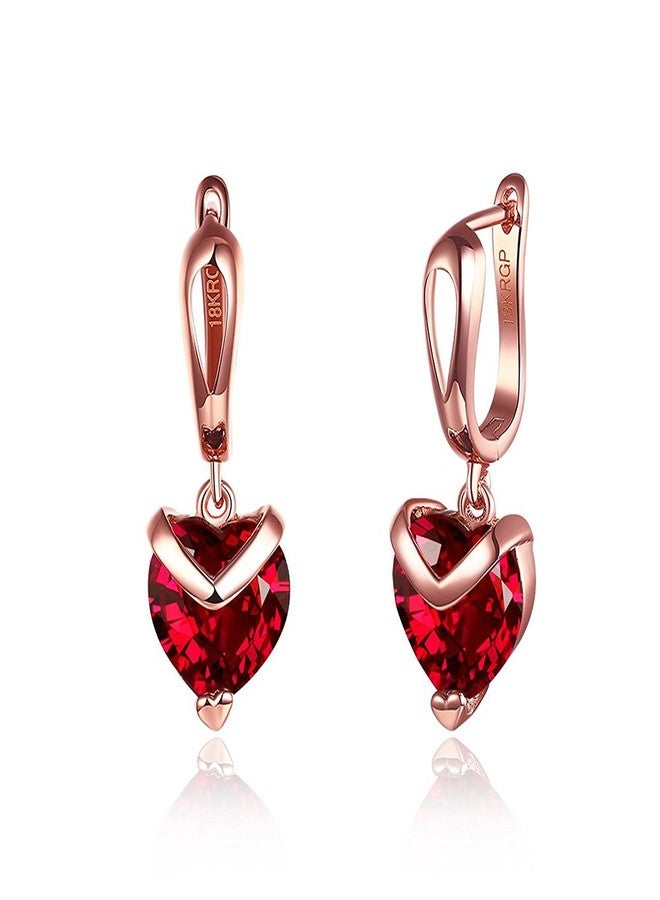 Peora 18K Rose Gold Plated Red Austrian Crystal Stud Earrings For Women Girls - Image 1