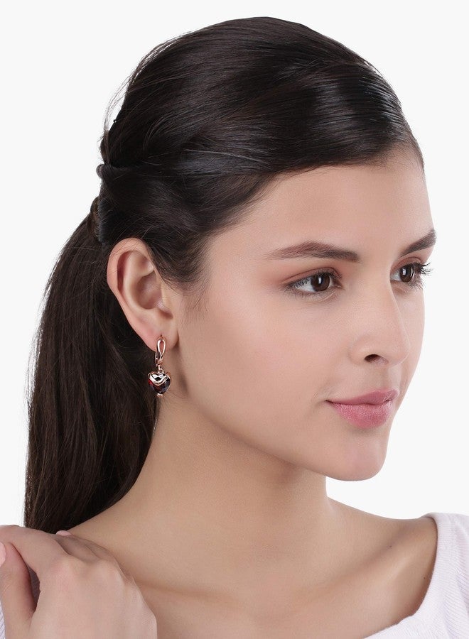 Peora 18K Rose Gold Plated Red Austrian Crystal Stud Earrings For Women Girls - Image 2