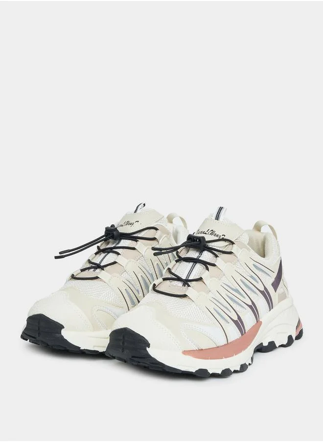 ستايلي Textured Color Block Web Design Sneakers