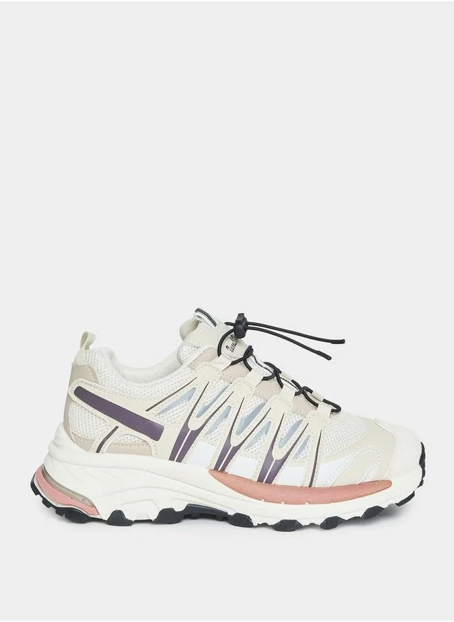 ستايلي Textured Color Block Web Design Sneakers