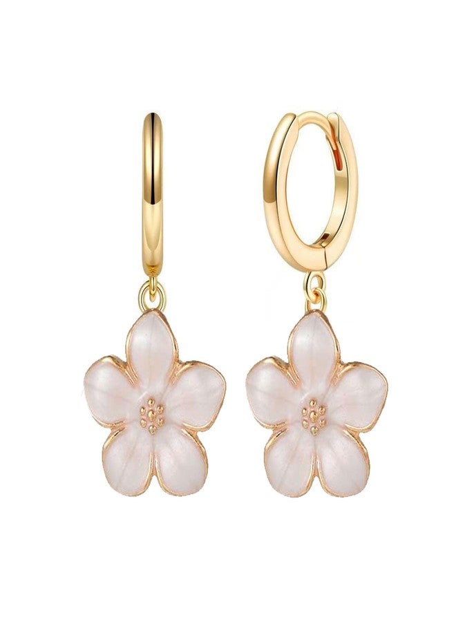 MIFYNN Cherry Blossom Earrings for Women Sakura Hoop Earrings Flower Dangle Earrings Enamel Drop Earrings Cute Birthday Jewelry Gifts for Women Girls, Copper, No Gemstone - Image 2