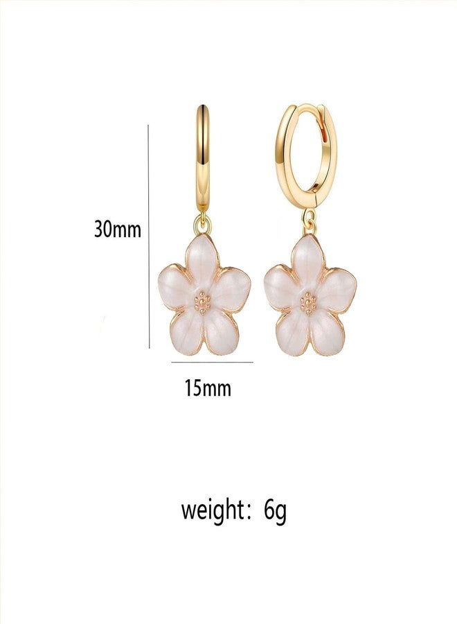 MIFYNN Cherry Blossom Earrings for Women Sakura Hoop Earrings Flower Dangle Earrings Enamel Drop Earrings Cute Birthday Jewelry Gifts for Women Girls, Copper, No Gemstone - Image 4
