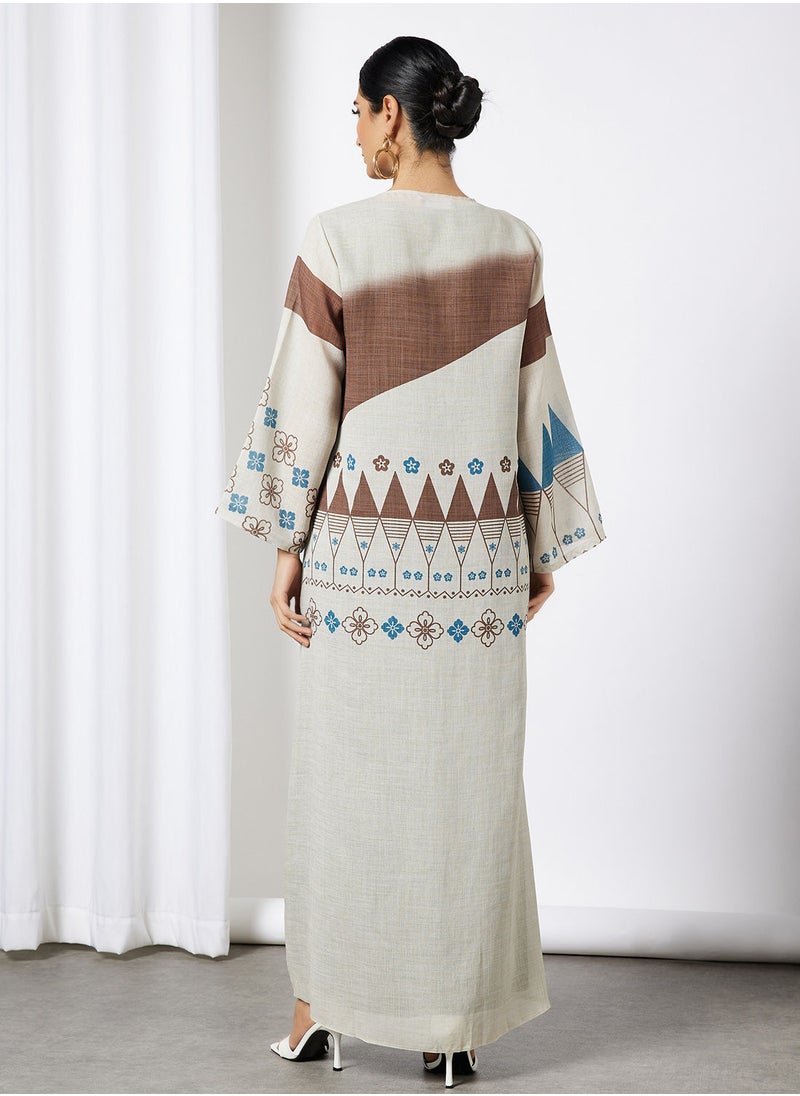 Thouq - Abstract Print Abaya - Image 1