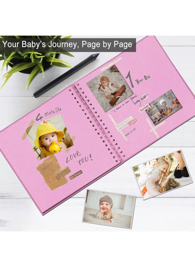 Sprsthai DIY Scrapbook Album 7x7 Inch – Hardcover Kraft Paper Photo Book, Blank Memory Scrap Book for DIY Crafts, Wedding, Anniversary, 40 Pages (20 Sheets), Pink - Image 3