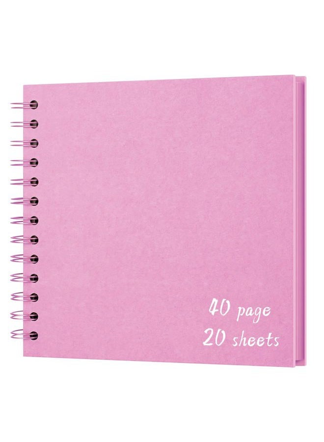 Sprsthai DIY Scrapbook Album 7x7 Inch – Hardcover Kraft Paper Photo Book, Blank Memory Scrap Book for DIY Crafts, Wedding, Anniversary, 40 Pages (20 Sheets), Pink - Image 1