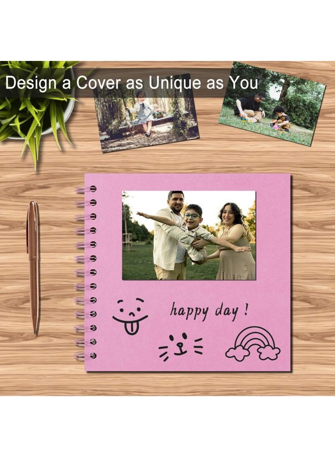 Sprsthai DIY Scrapbook Album 7x7 Inch – Hardcover Kraft Paper Photo Book, Blank Memory Scrap Book for DIY Crafts, Wedding, Anniversary, 40 Pages (20 Sheets), Pink - Image 5