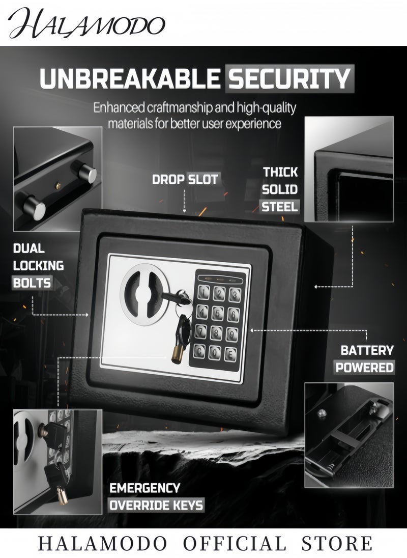 HALAMODO - Safe Box Electronic Deluxe Digital Security Safe Box Key Keypad Lock Home Office Hotel Business Jewelry Gun Cash Use Storage Money - Image 1