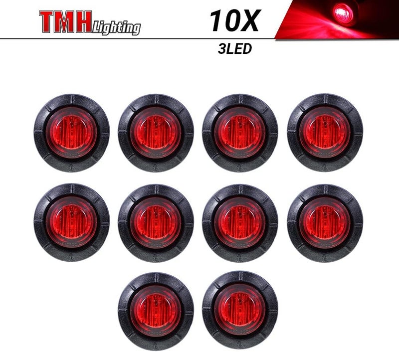 TMH 10 قطع 3/4 بوصة علامات توضيحية حمراء LED ضوء مؤشرات الرصاص، ضوء علامات جانبية، ضوء علامات LED، ضوء علامات جانبية LED، ضوء علامات مقطورة LED، ضوء علامات RV - Image 2