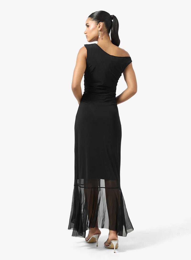 جينجر فستان ماكسي بكتف ساقط وفتحة جانبية - Image 2