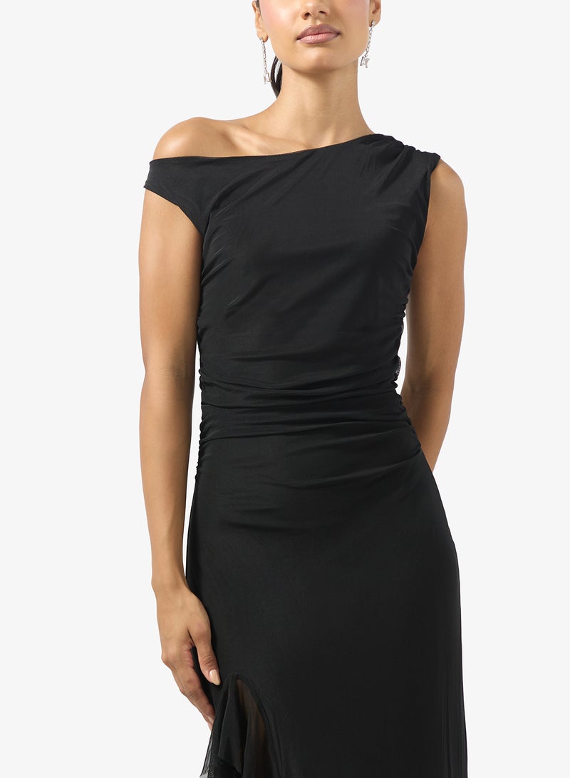 جينجر فستان ماكسي بكتف ساقط وفتحة جانبية - Image 3