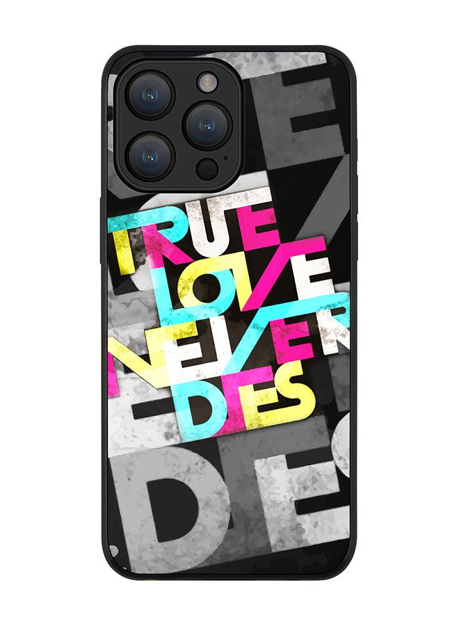 Stylizedd Cover for iPhone 15 Pro Case Rugged Black Slim fit Soft Flexible Anti Drop TPU Gel Thin Protective Phone Cases - True Love Never Dies - Image 1