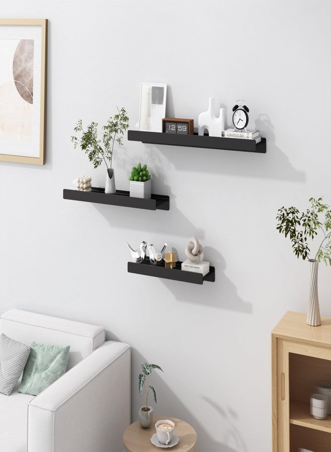 dancrul Floating Shelves for Wall Bathroom/Living Room/Bedroom/Kitchen Storage,Wall Mounted Shelves,Black Modern Floating Shelf with Lip for Wall Decor 12 inch 2 Pack - Image 4