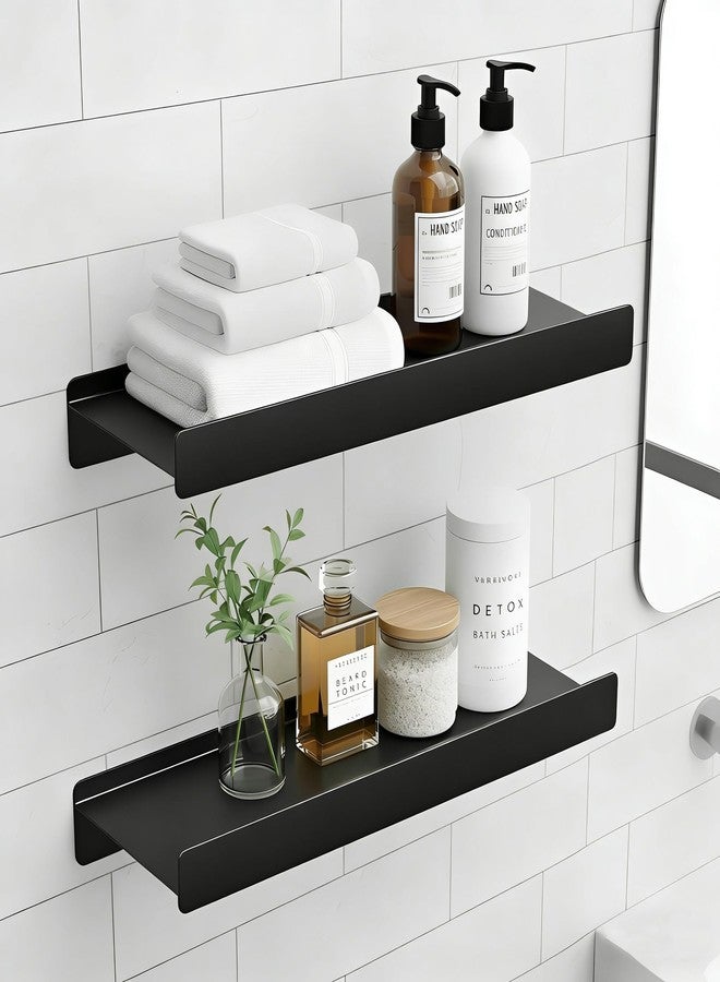 dancrul Floating Shelves for Wall Bathroom/Living Room/Bedroom/Kitchen Storage,Wall Mounted Shelves,Black Modern Floating Shelf with Lip for Wall Decor 12 inch 2 Pack - Image 1