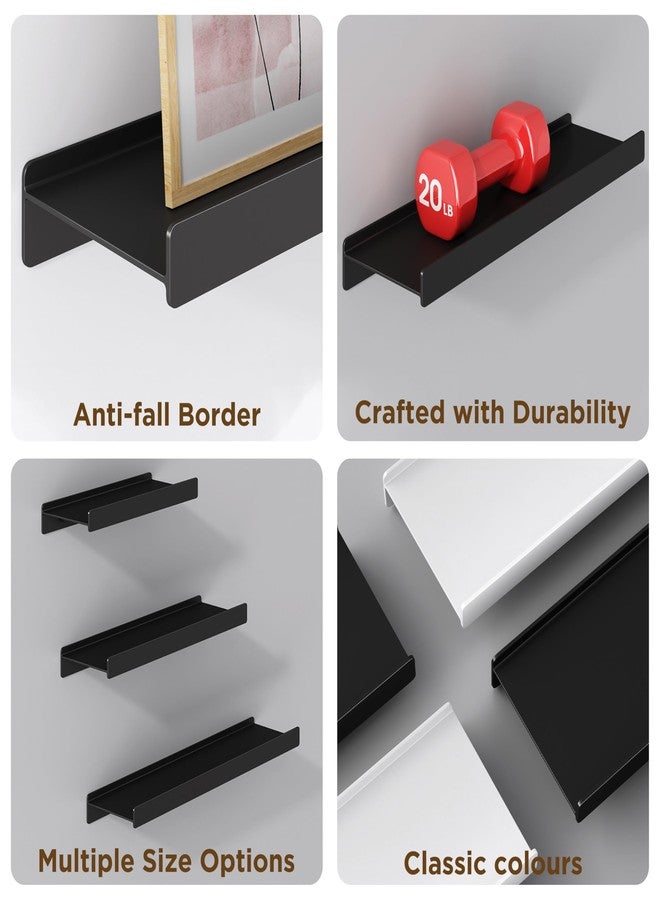 dancrul Floating Shelves for Wall Bathroom/Living Room/Bedroom/Kitchen Storage,Wall Mounted Shelves,Black Modern Floating Shelf with Lip for Wall Decor 12 inch 2 Pack - Image 5