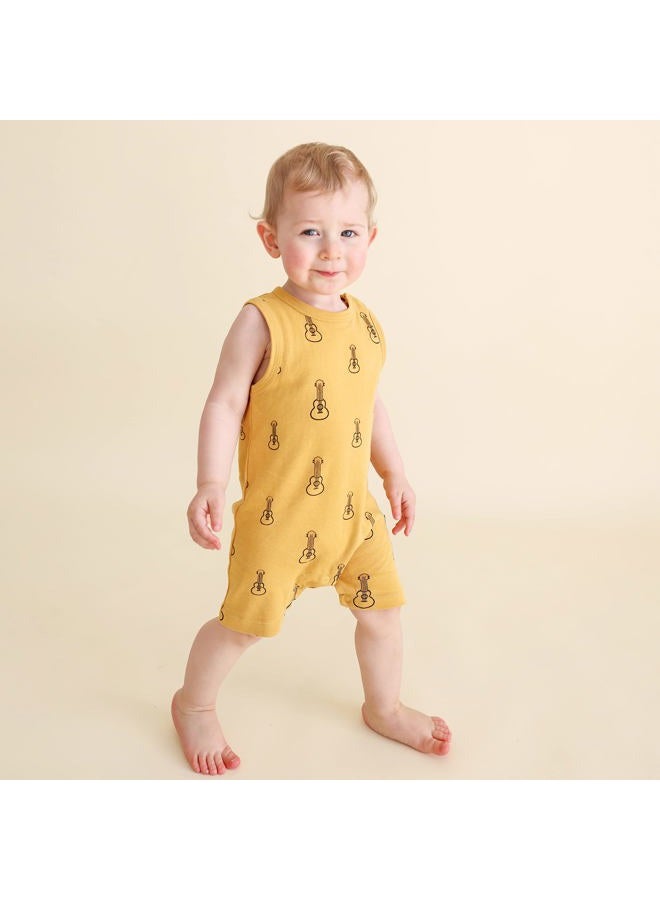 Parade Organic Tank Rompers - Signature Prints Yellow Ukuleles 6-12 Months - Image 3