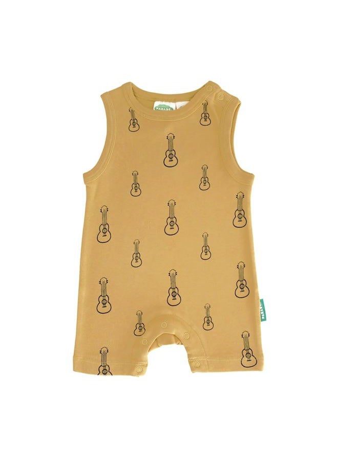 Parade Organic Tank Rompers - Signature Prints Yellow Ukuleles 6-12 Months - Image 1