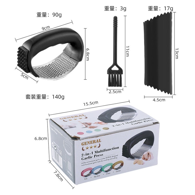 Multi-Purpose 304 Stainless Steel Garlic Press Meat Floss Press Garlic Two-In-One Garlic Press - Image 5