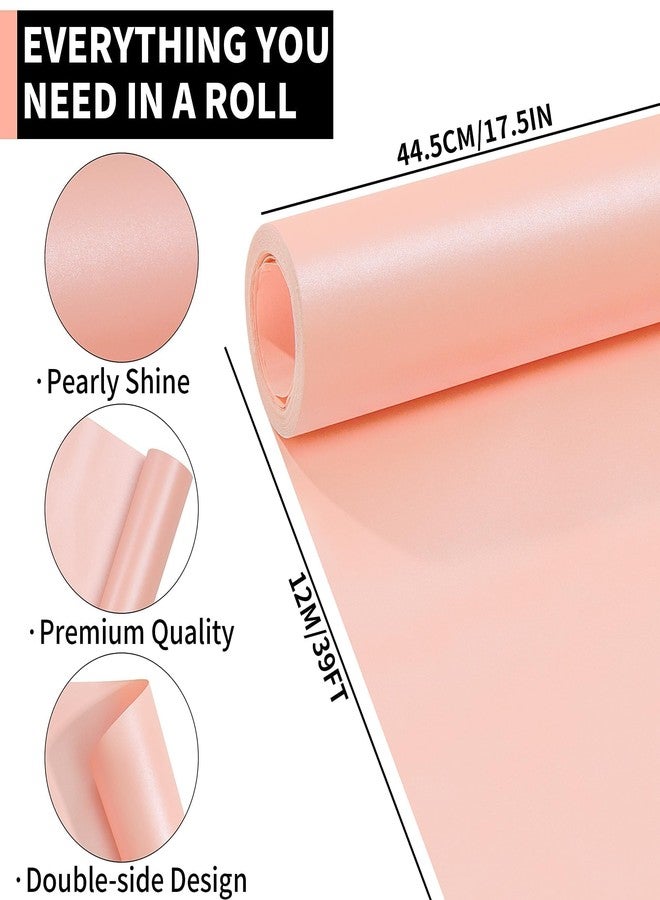 PENPRIS Matte Wrapping Paper Roll - Solid Color Pearly 17.3Inches X 39.4Feet Pink Shimmer Gift Wrapping Paper Roll Elegant Lustre Paper for Wedding,Valentine's Day,Birthday, Christmas,Baby Shower PAP11PK - Image 2