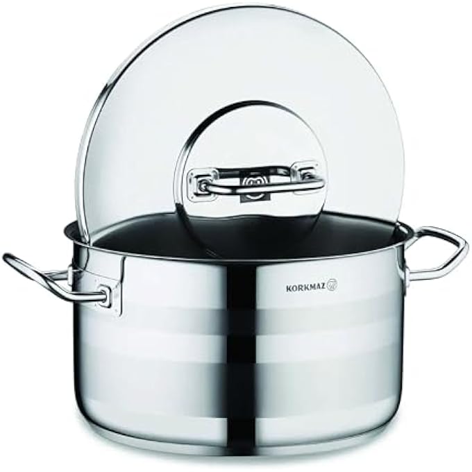 Korkmaz Astra2 Low Casserole 28X10 Cm  6 L  Induction Pot For Cooking  Turkish Stainless Steel Cookware  Ka2040 - Image 3