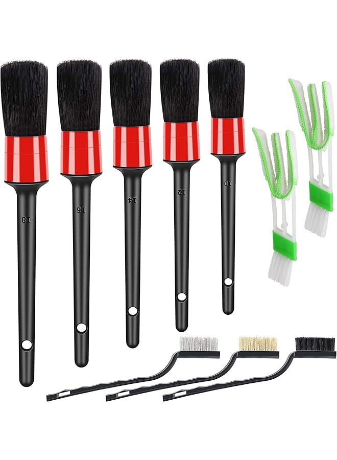 Excefore Auto Car Detailing Brush Set,10Pcs Car Interior Cleaning Kit Includes 5 Detail Brush,3 Wire Brush, 2 Air Vent Brush For Cleaning Car Interior Exterior, Dashboard Engines Leather Whee - Image 1