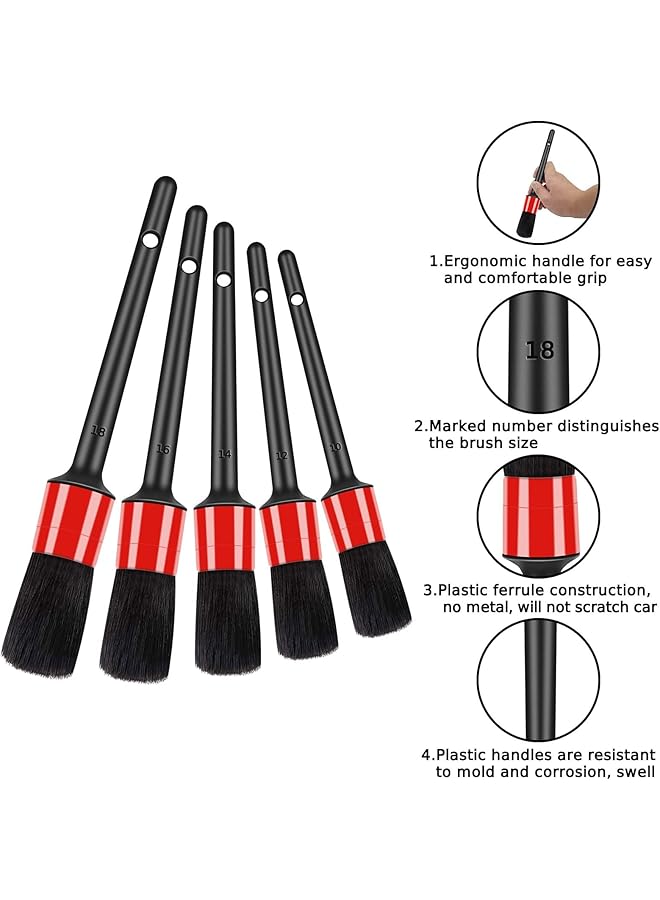 Excefore Auto Car Detailing Brush Set,10Pcs Car Interior Cleaning Kit Includes 5 Detail Brush,3 Wire Brush, 2 Air Vent Brush For Cleaning Car Interior Exterior, Dashboard Engines Leather Whee - Image 2