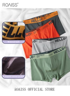 roaiss Men's Boxers 4 Pack Set Trend Men's Teenage Boys Underwear Short Briefs High Elastic Classic Underwear  - Image 5