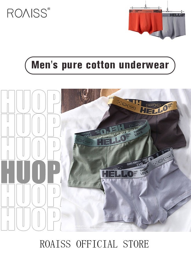 roaiss - Men's Boxers 4 Pack Set Trend Men's Teenage Boys Underwear Short Briefs High Elastic Classic Underwear - Image 1