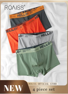 roaiss Men's Boxers 4 Pack Set Trend Men's Teenage Boys Underwear Short Briefs High Elastic Classic Underwear  - Image 2