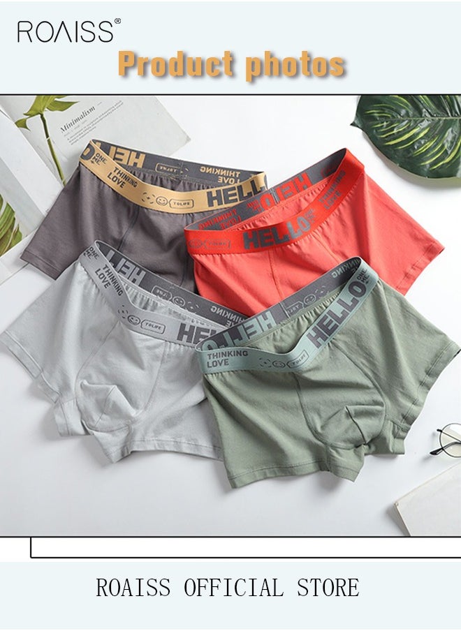 roaiss - Men's Boxers 4 Pack Set Trend Men's Teenage Boys Underwear Short Briefs High Elastic Classic Underwear - Image 1