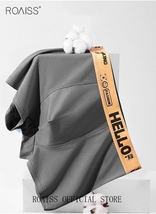 roaiss - Men's Boxers 4 Pack Set Trend Men's Teenage Boys Underwear Short Briefs High Elastic Classic Underwear - Image 1