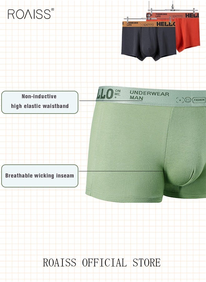 roaiss - Men's Boxers 4 Pack Set Trend Men's Teenage Boys Underwear Short Briefs High Elastic Classic Underwear - Image 1