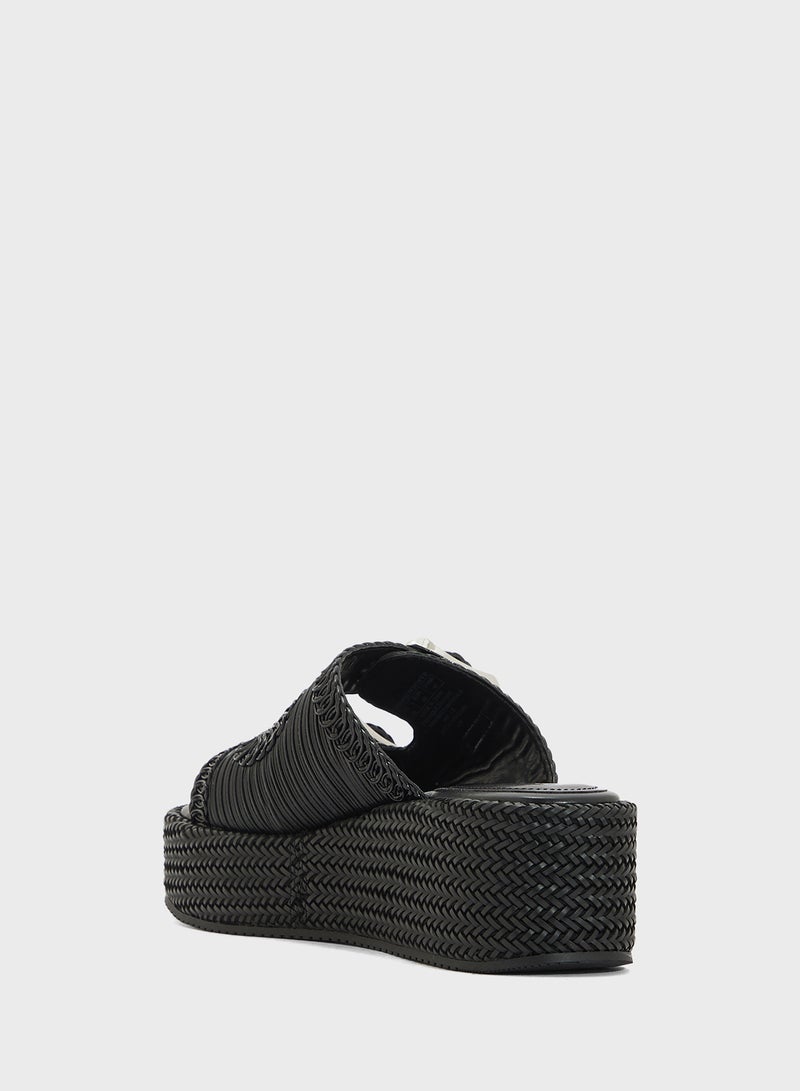 GUESS Multi Strap Mid Heel Wedges Sandals  - Image 3