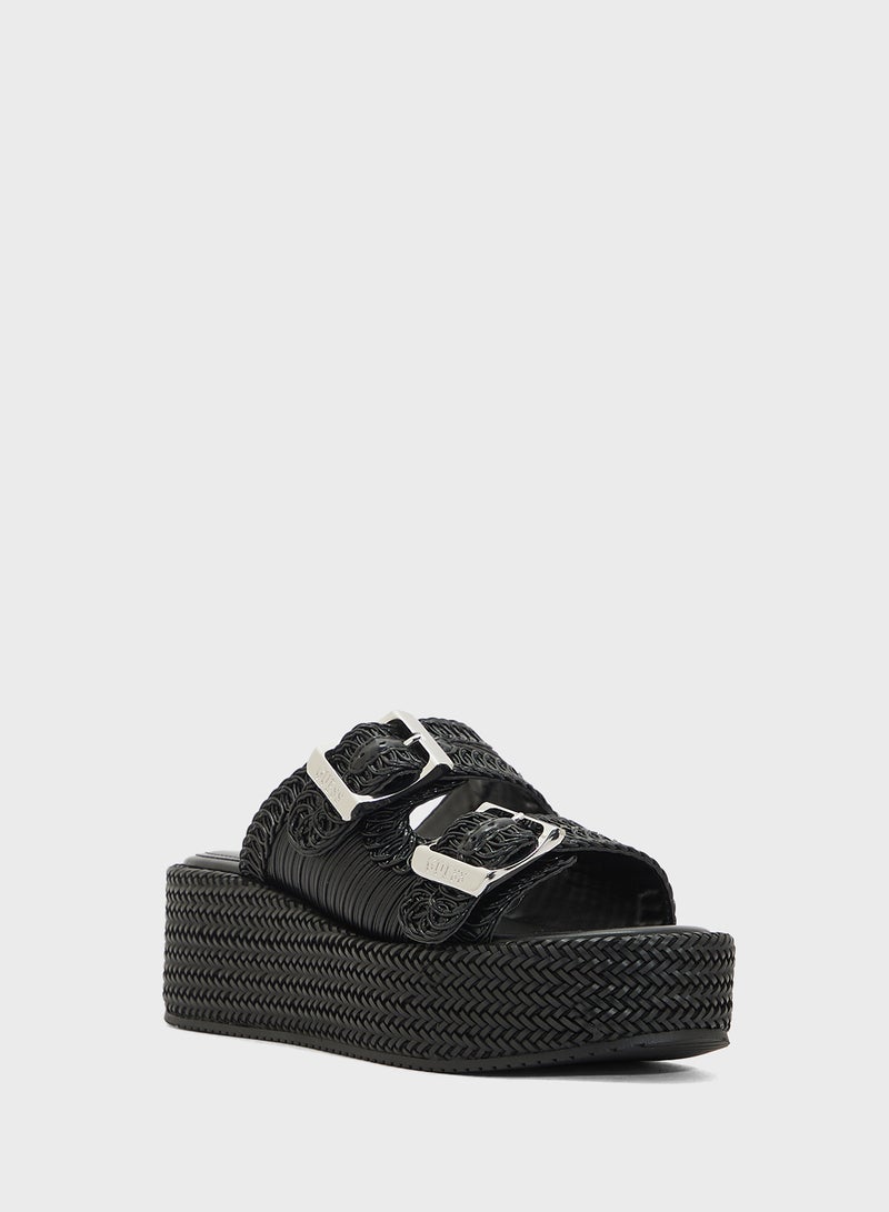 GUESS Multi Strap Mid Heel Wedges Sandals  - Image 2