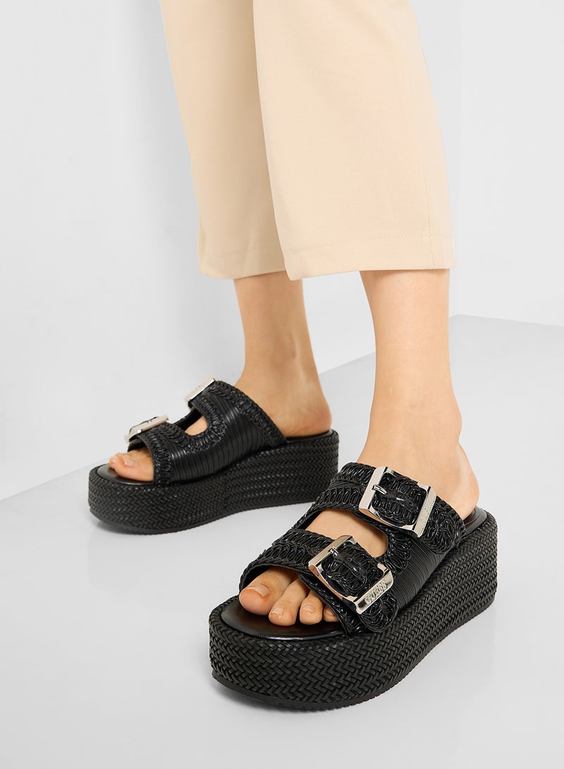 GUESS Multi Strap Mid Heel Wedges Sandals  - Image 5