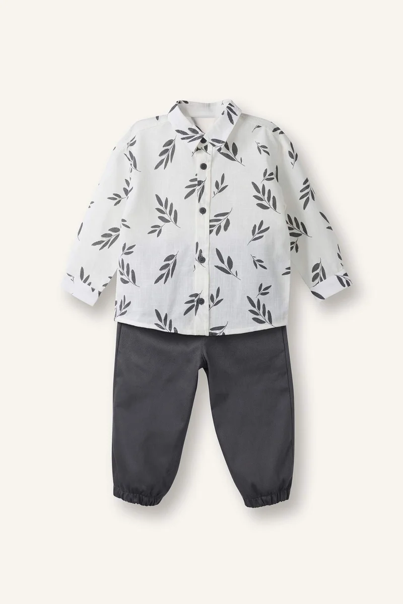 DeFacto Baby Boy Patterned Shirt and Trousers 2 Piece Set