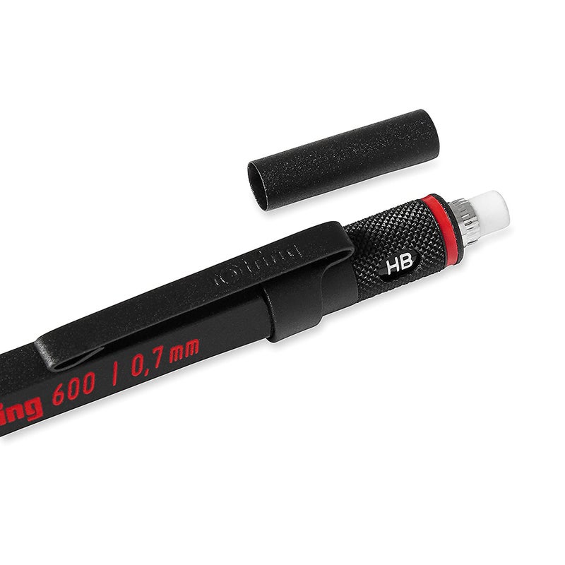 rOtring 600 Full-Metal Body 0.7mm Mechanical Pencil, Black, for Precise Ruler-Based Drawing - Image 3