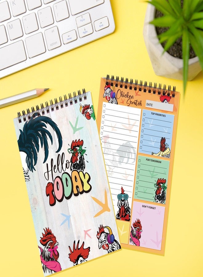 snaxuda Funny Chickens Sticky to Do Notepad - Chicken Scratch - Rooster Baby Chick Chicken Coop Lover Gifts | Country Themed Spiral Notebook | ChickenScratch Chicklet Barn Office Accessories 80 Sheets - Image 5