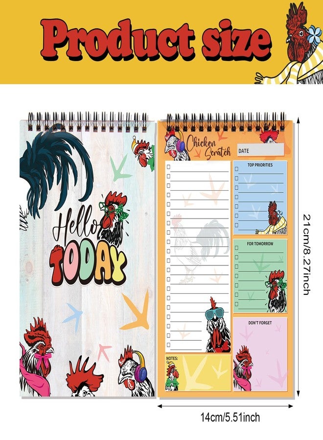 snaxuda Funny Chickens Sticky to Do Notepad - Chicken Scratch - Rooster Baby Chick Chicken Coop Lover Gifts | Country Themed Spiral Notebook | ChickenScratch Chicklet Barn Office Accessories 80 Sheets - Image 3