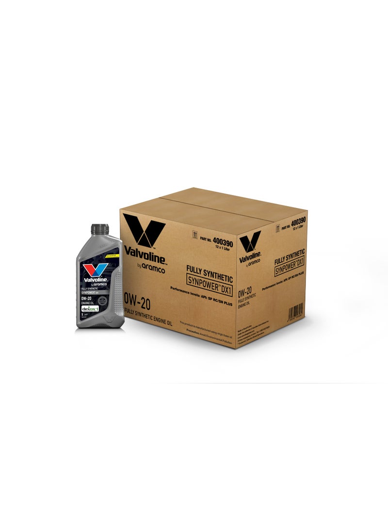 Valvoline SynPower DX1 0W20 Fully Synthetic DX1  Engine Oil 12X1L - Image 1