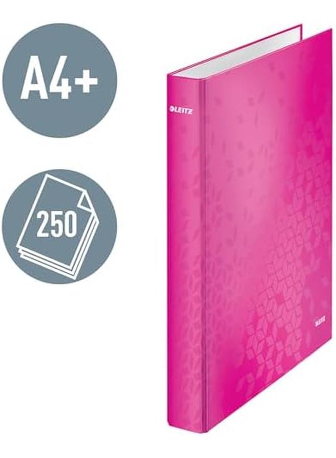 LEITZ Wow 2 Ring Binder D Ring 25Mm Capacity Metallic Pink Ref 42410023 Each - Image 2